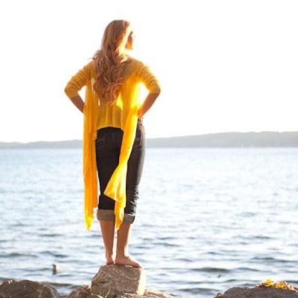 Unique Sunflower Yellow Long Wrap Cardigan Shawl - Picture 5 of 9